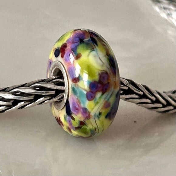 TROLLBEADS Authentic Troll Stone LAA 925S Purple Green Pink Blue Mosaic Confetti - Picture 10 of 11